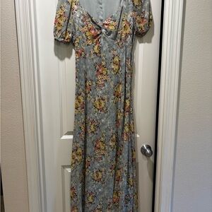 Astr Floral Maxi Dress with Puff Sleeves